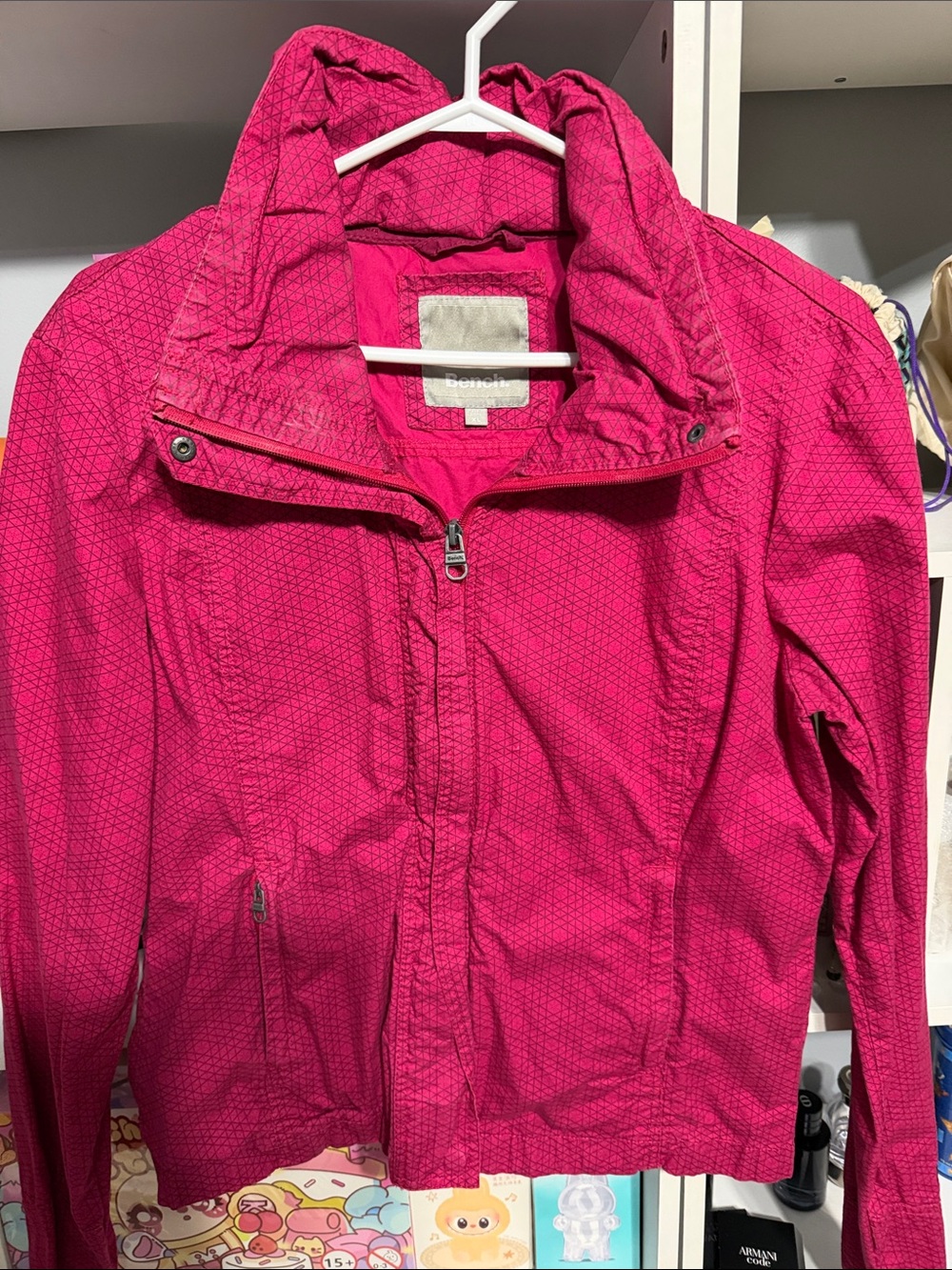 Bench Women's Hot Pink Bomber Jacket with Stand Collar
